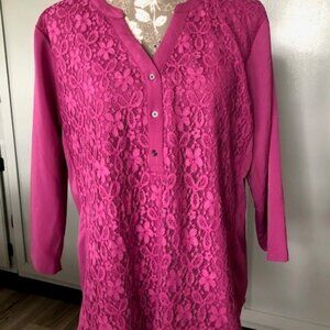 Hot Pink Lined Embroidered Top